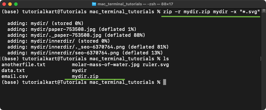 Compress Files to a .zip Archive - Excluding Files from the Archive